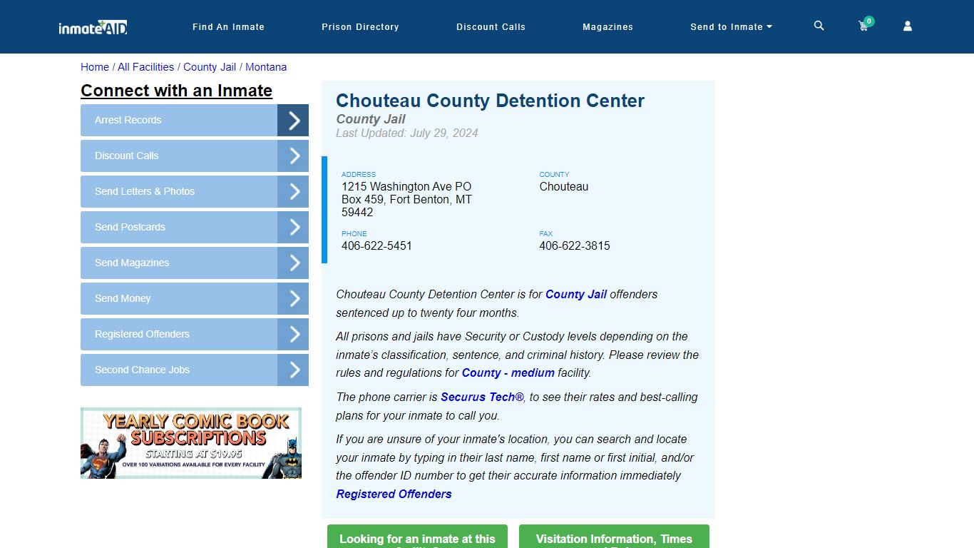 Chouteau County Detention Center - Inmate Locator